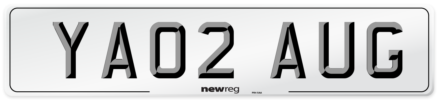 YA02 AUG Number Plate from New Reg